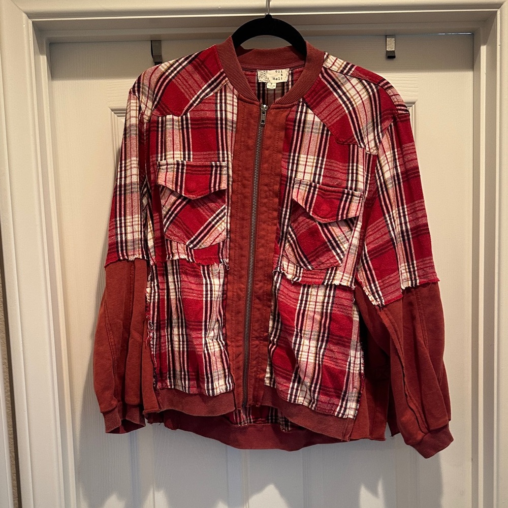 Oli & Hali Rust Plaid Bomber Jacket